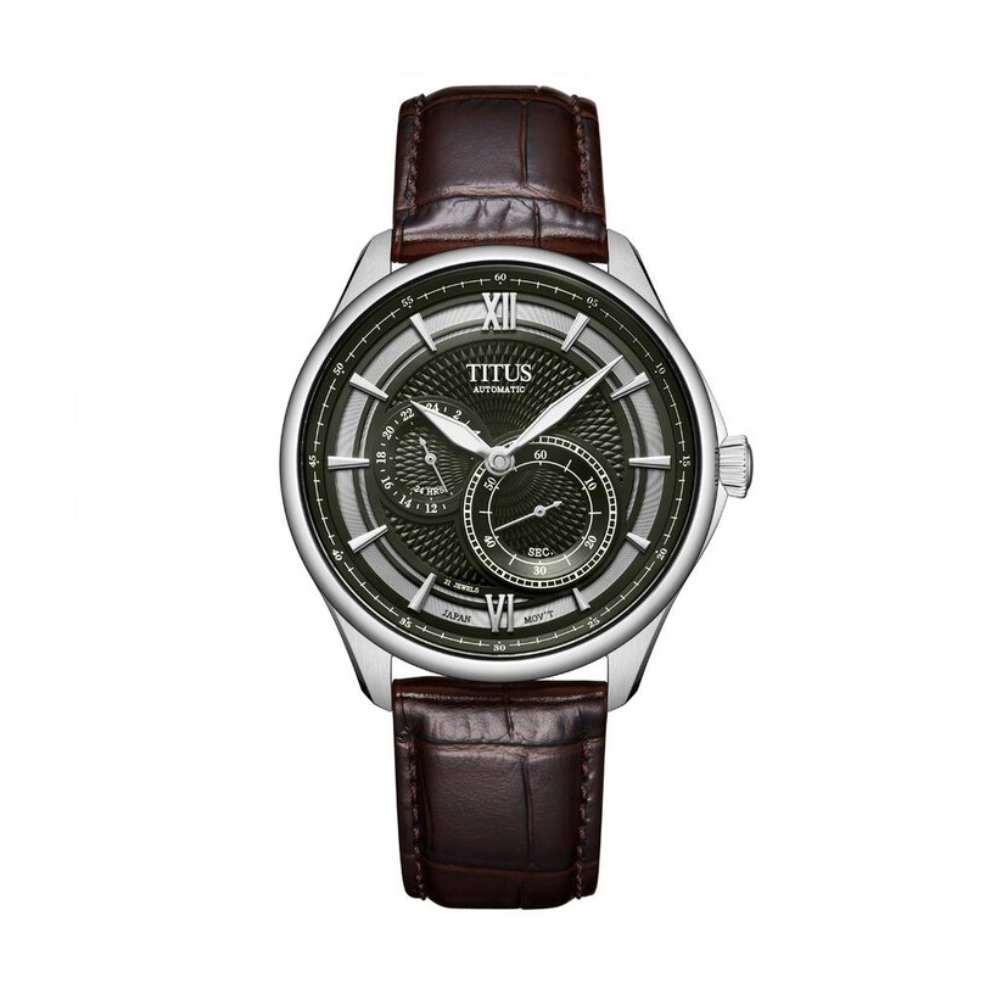 Exquisite 3 Hands Multi Function Automatic Leather Men Watch W06-03332-002