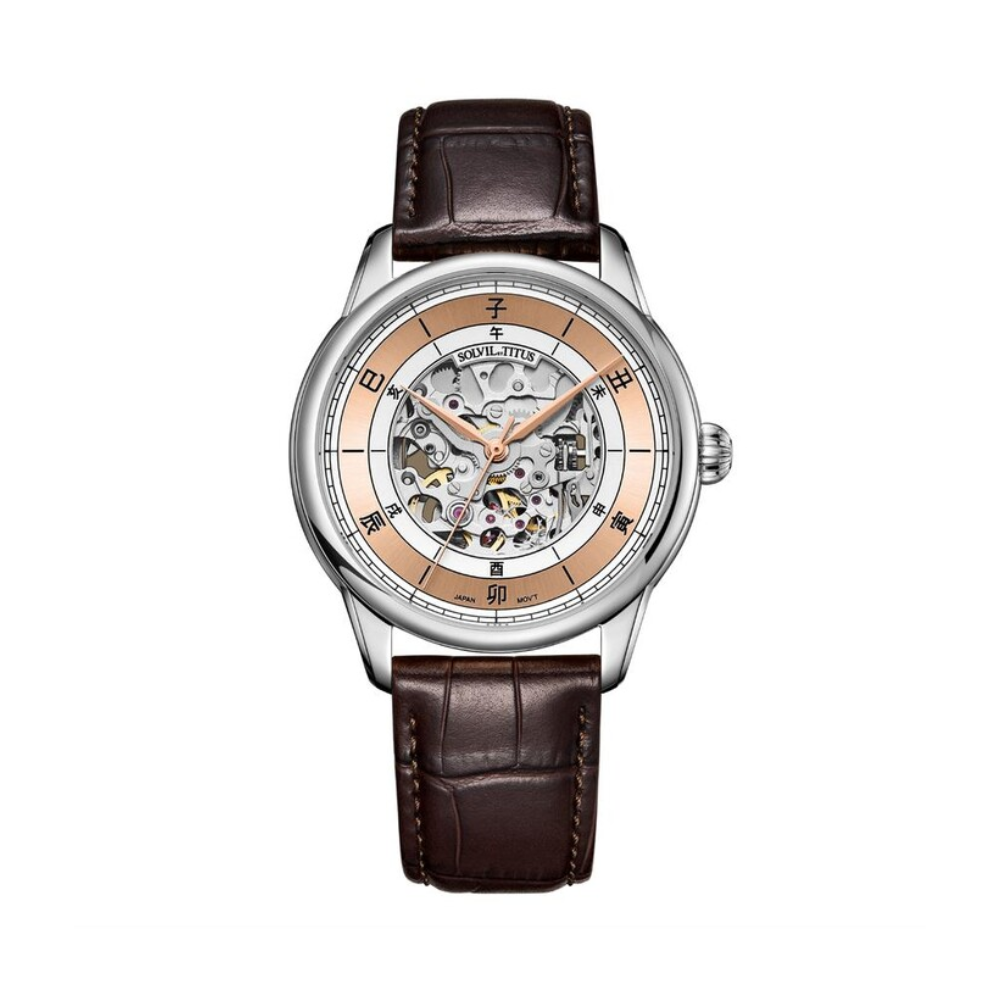 Classic 3 Hands Mechanical Leather Men Watch W06-03309-005