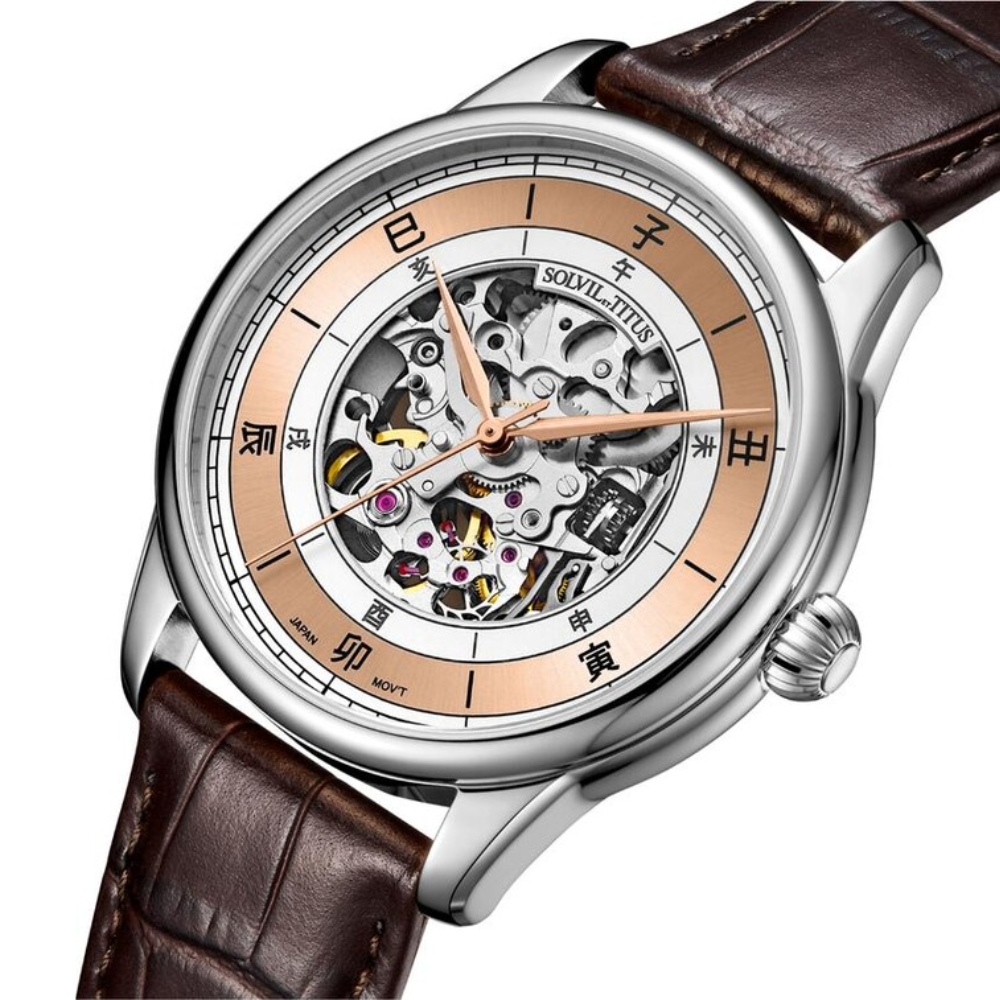 Classic 3 Hands Mechanical Leather Men Watch W06-03309-005