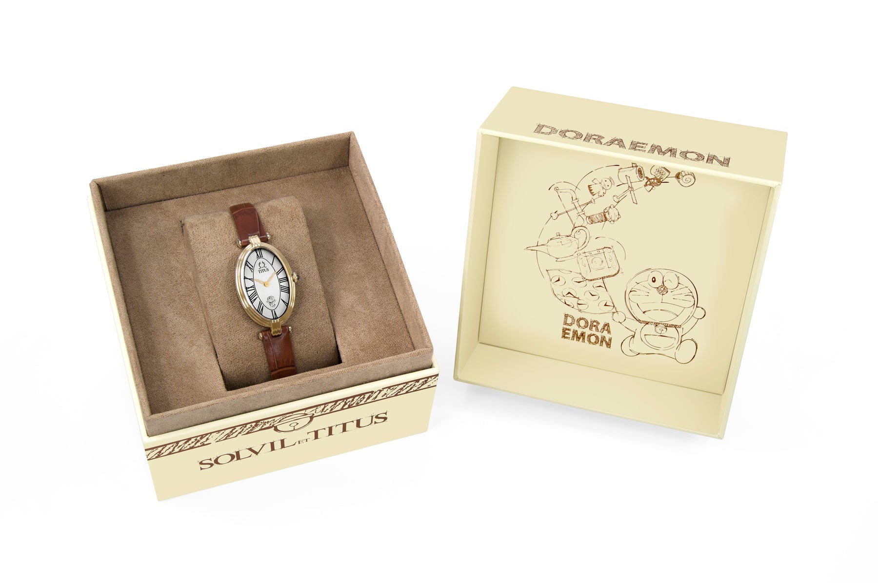 Solvil et Titus x Doraemon Limited Edition Doraemon 2 Hands Quartz Leather Women Watch W06-03312-002