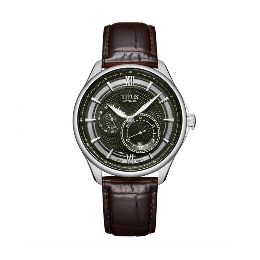Classic 3 Hands Multi Function Automatic Leather Men Watch W06-03332-002