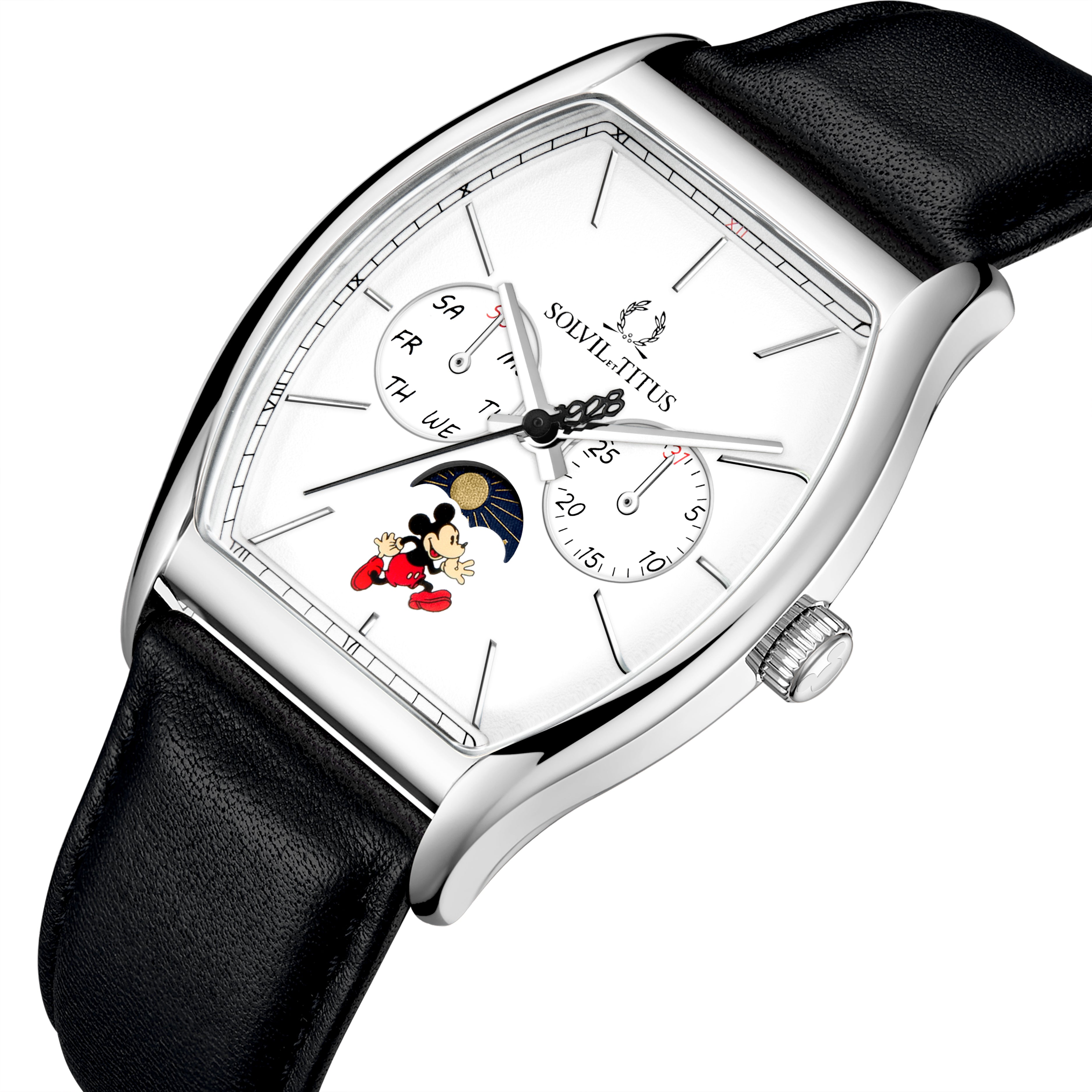 Solvil et Titus x "Mickey Mouse 95th Anniversary" Multi-Function with Day Night Indicator Quartz Leather Men Watch W06-03355-001