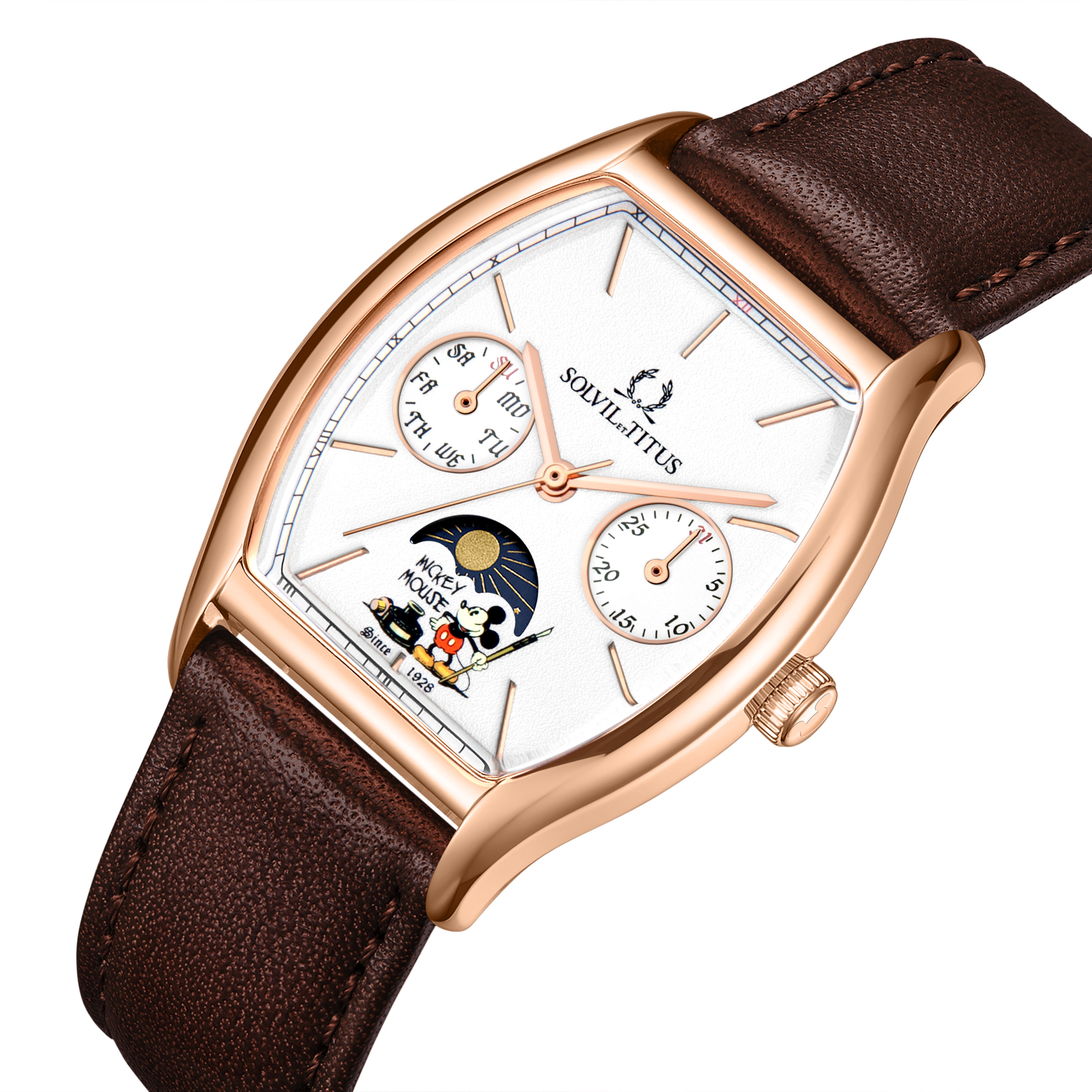 Solvil et Titus x "Mickey Mouse 95th Anniversary" Multi-Function with Day Night Indicator Quartz Leather Women Watch W06-03356-002