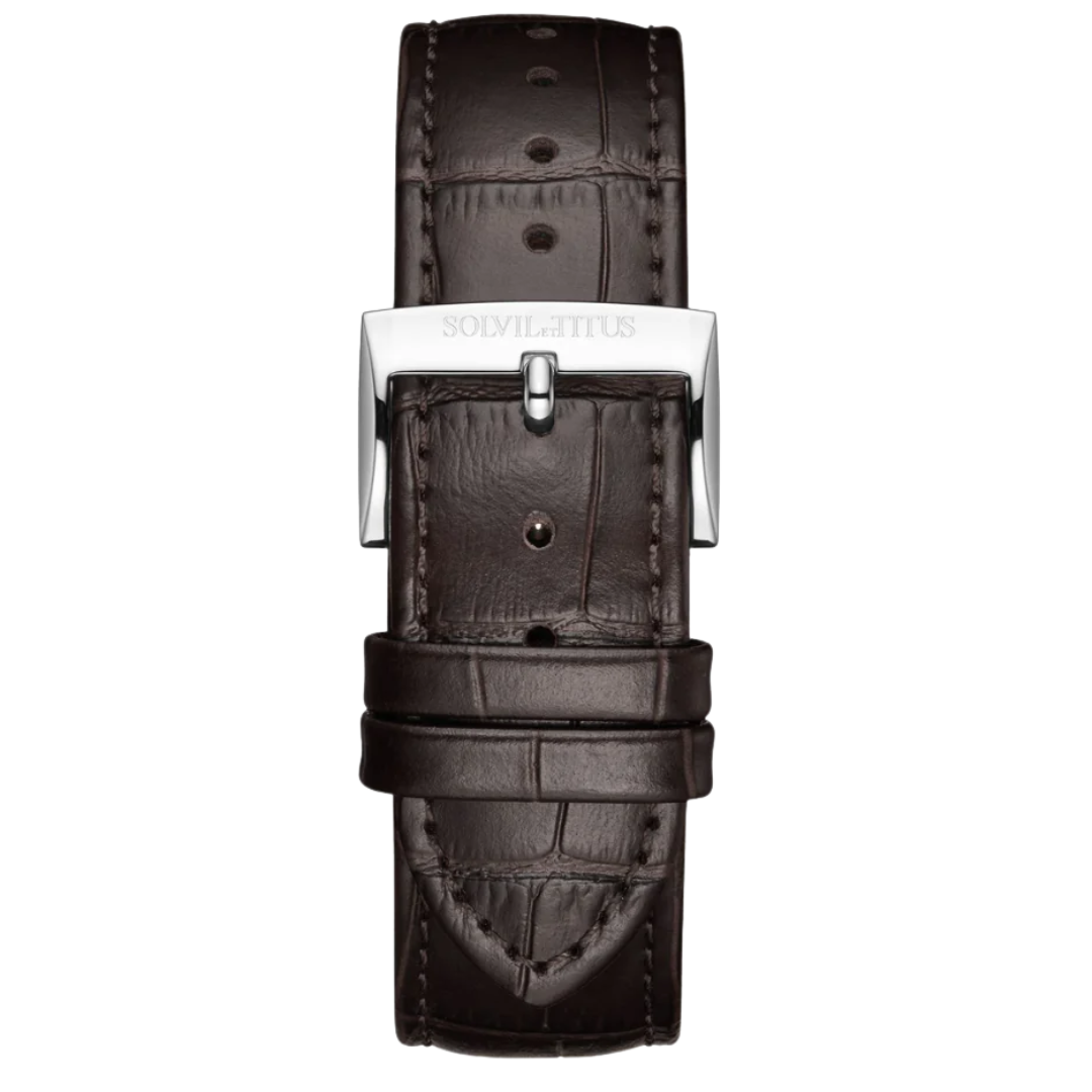 22mm Chestnut Croco Pattern Leather Watch Strap