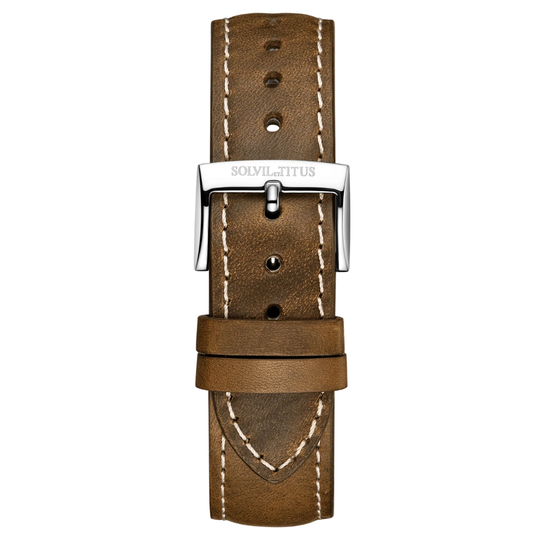 20mm Dark Brown No Pattern Calf Leather Watch Strap