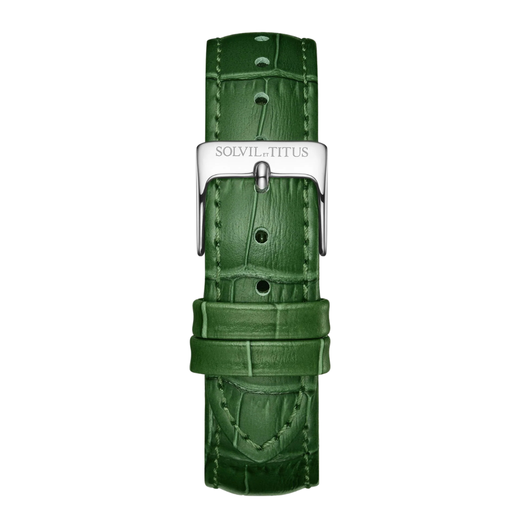 titus green croco pattern leather men watch strap front view