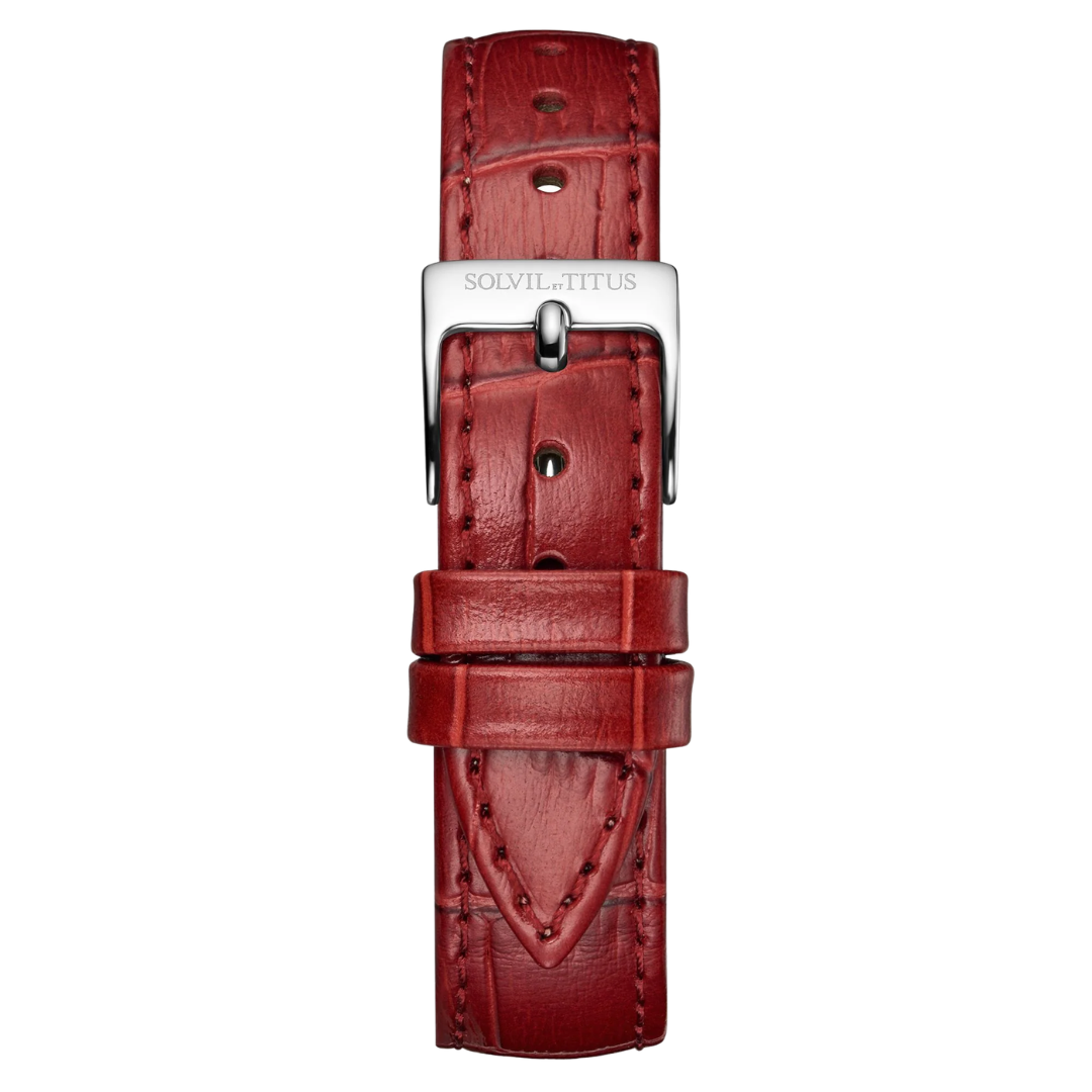 16mm Red Croco Pattern Leather Watch Strap