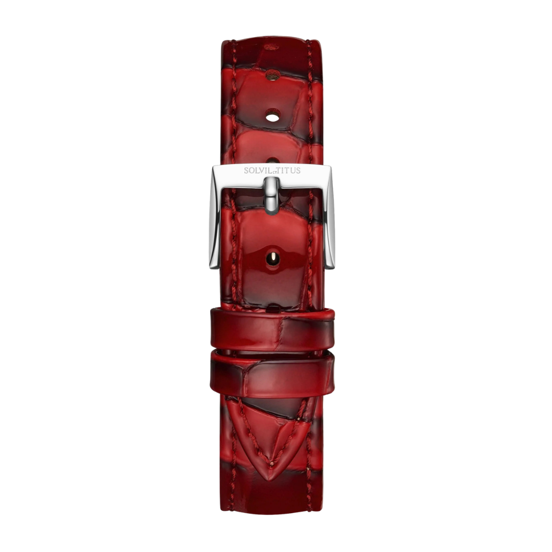 titus red croco pattern leather women strap front view