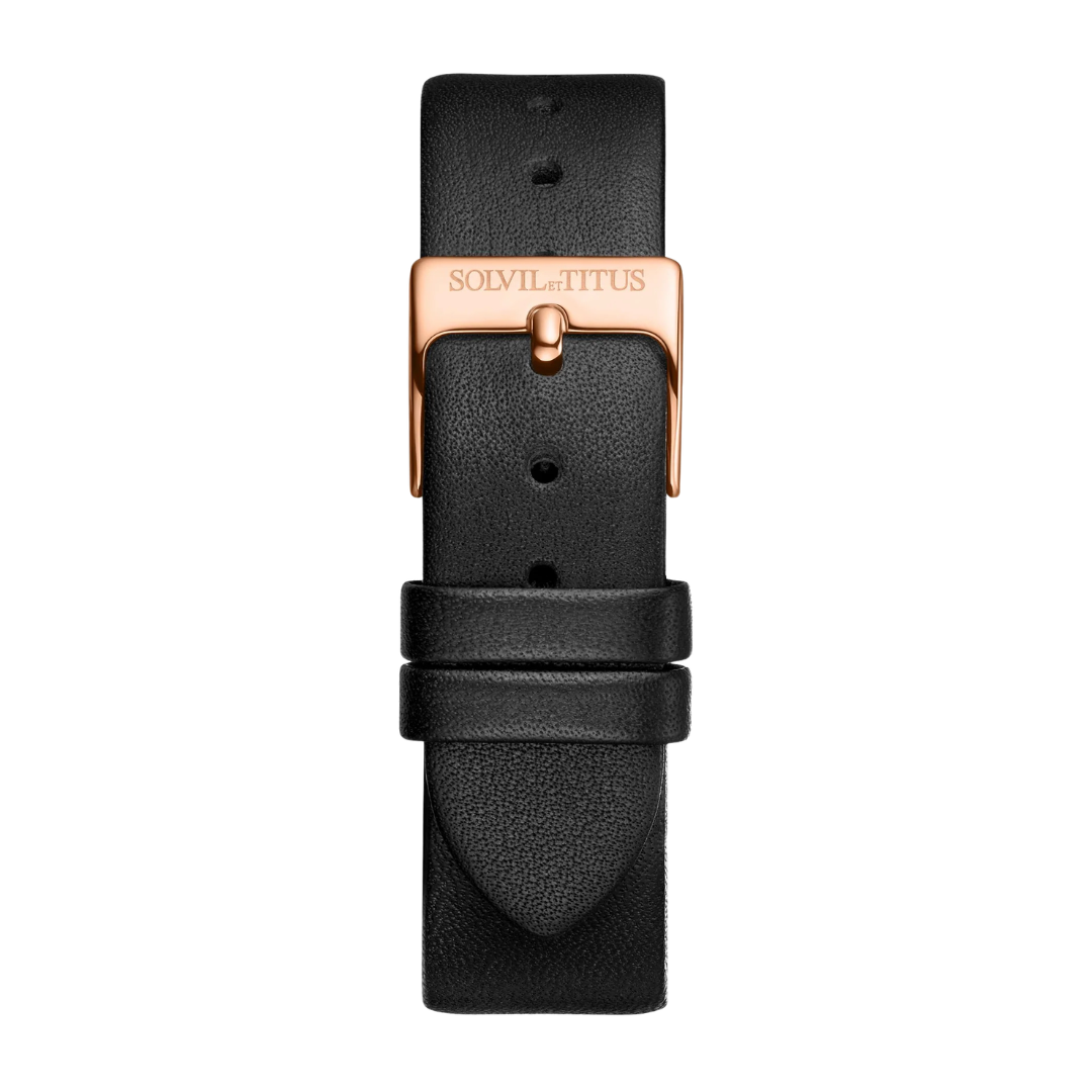 titus black no pattern calf leather men strap front view