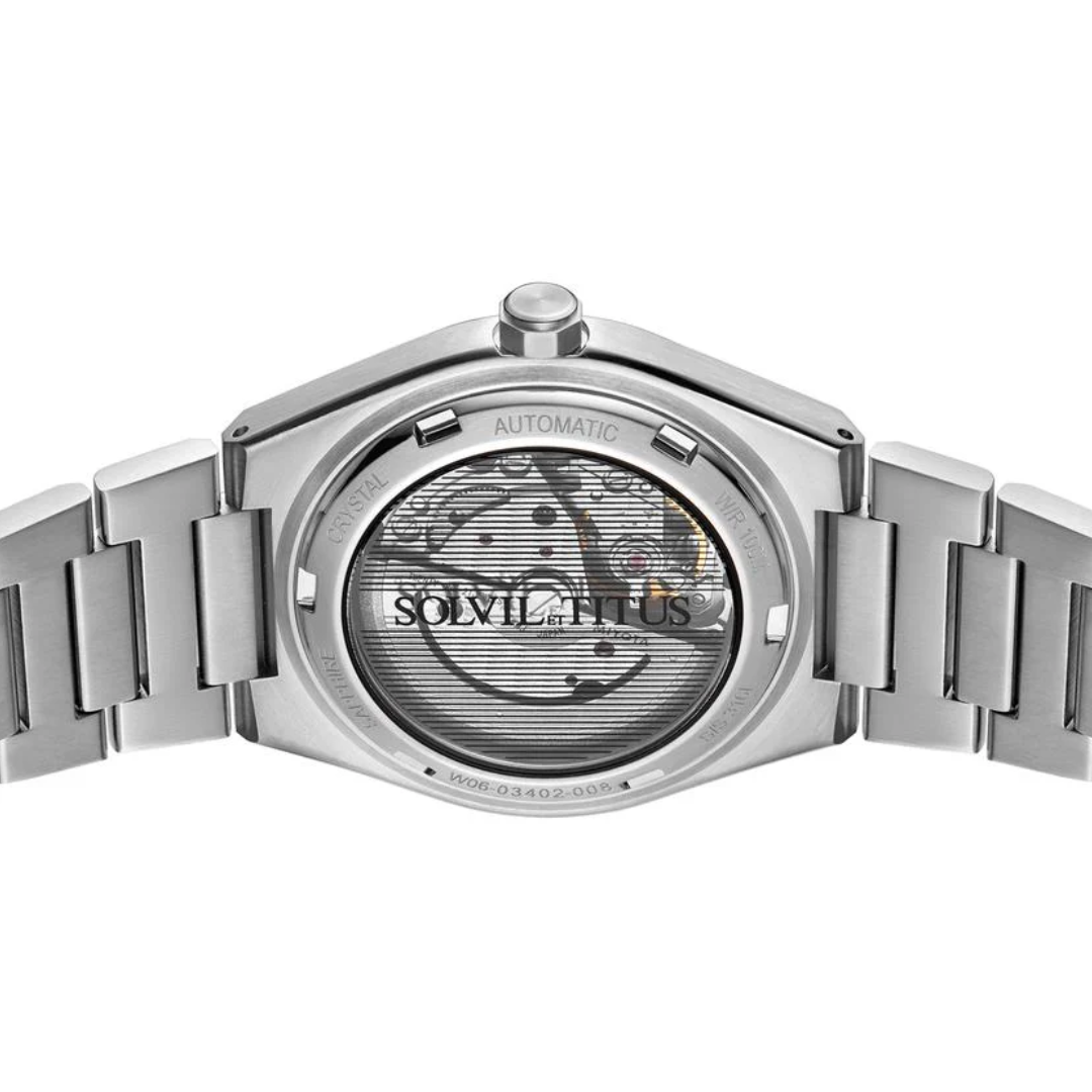Vinyl 3 Hands Mechanical Stainless Steel Men Watch W06-03402-008