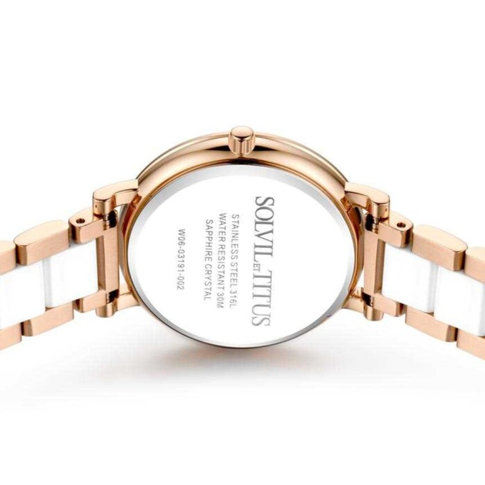 Chandelier 3 Hands Date Quartz Stainless Steel With Ceramic Women Watch W06-03191-002
