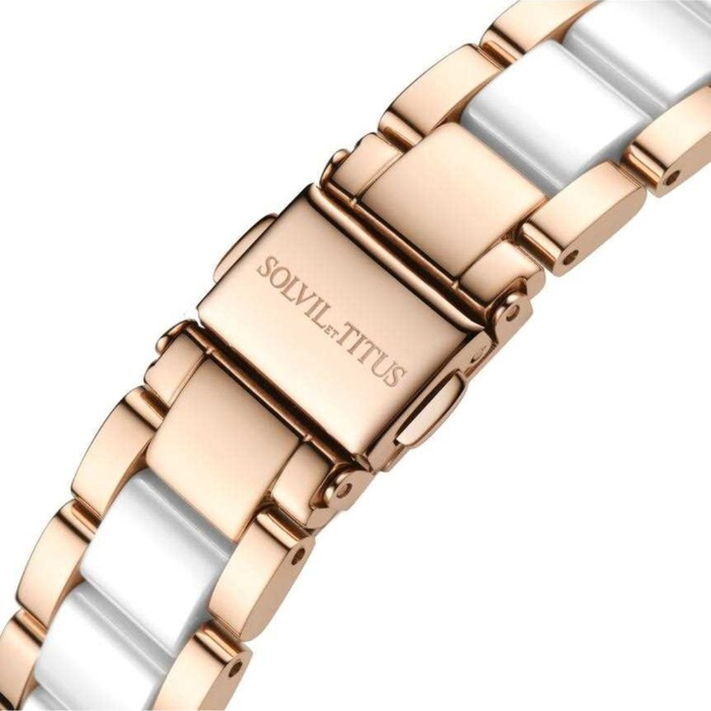 Chandelier 3 Hands Date Quartz Stainless Steel With Ceramic Women Watch W06-03191-002