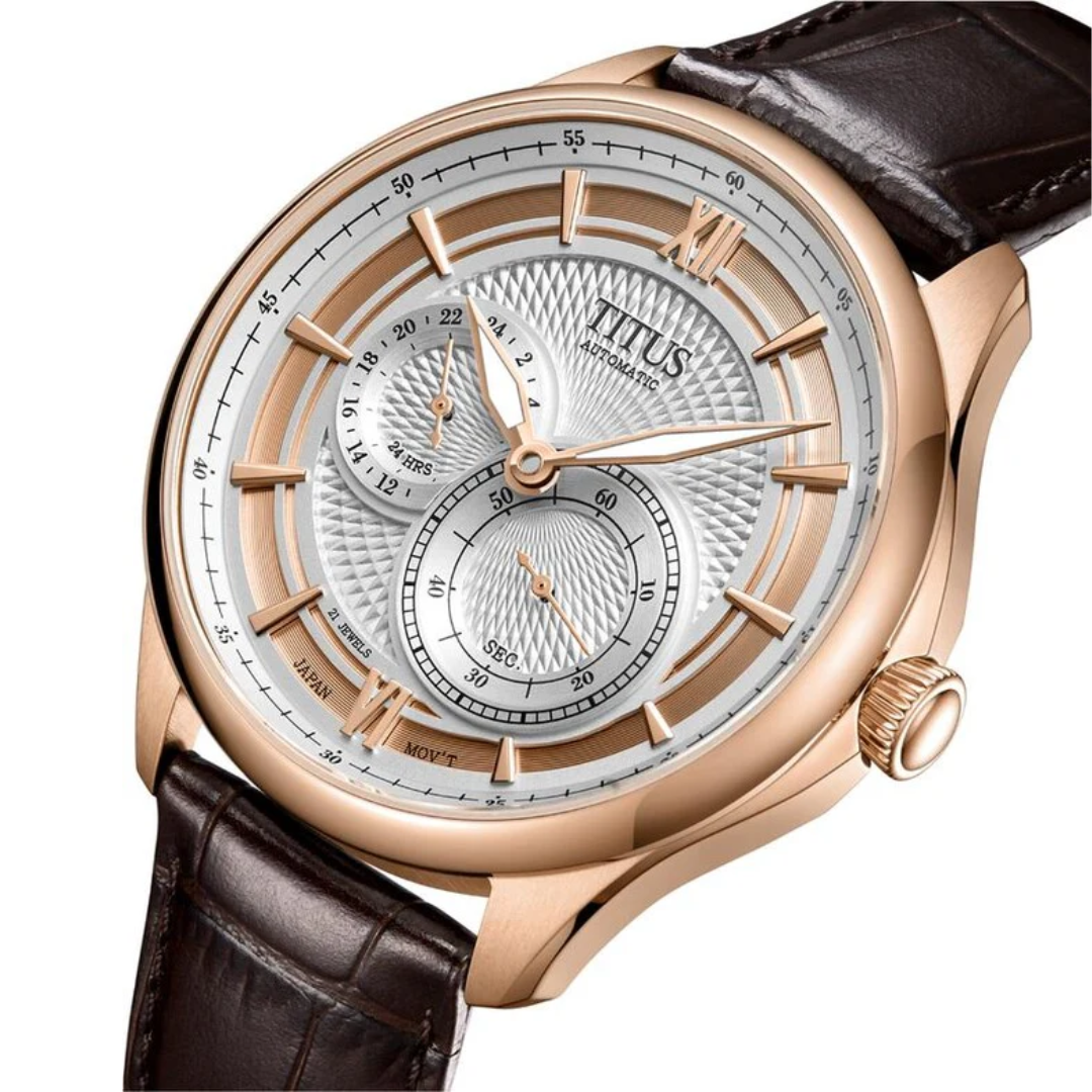 Classic 3 Hands Multi Function Automatic Leather Men Watch W06-03332-004