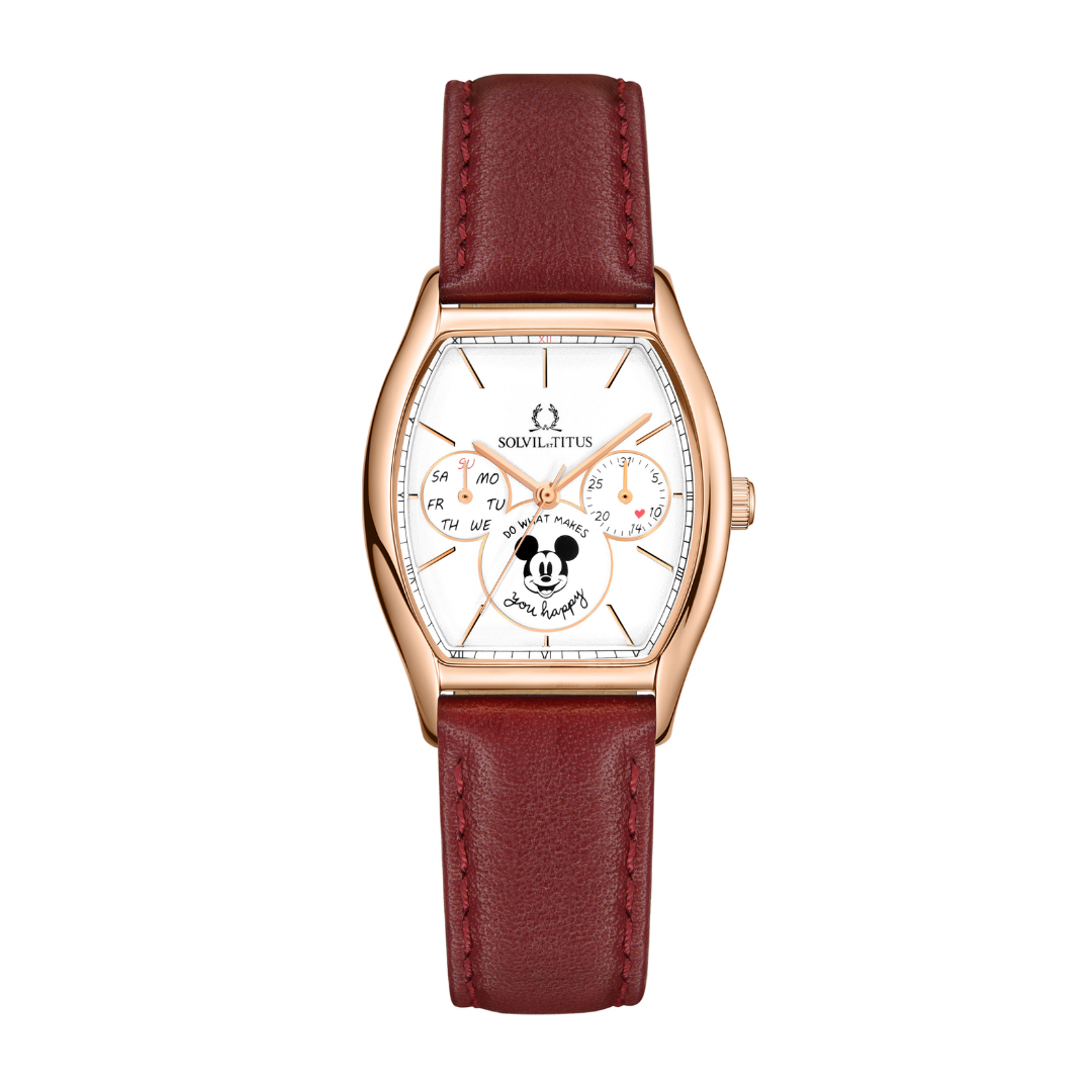 Solvil et Titus x Mickey Mouse Valentine’s Limited Edition Multi-Function with Day Night Indicator Quartz Leather Women Watch W06-03358-001