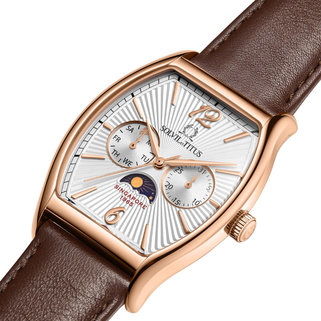 Singapore “Metropolitan” Limited Edition Barista Multi-Function Day/Night Quartz Leather Men Watch W06-03370-001