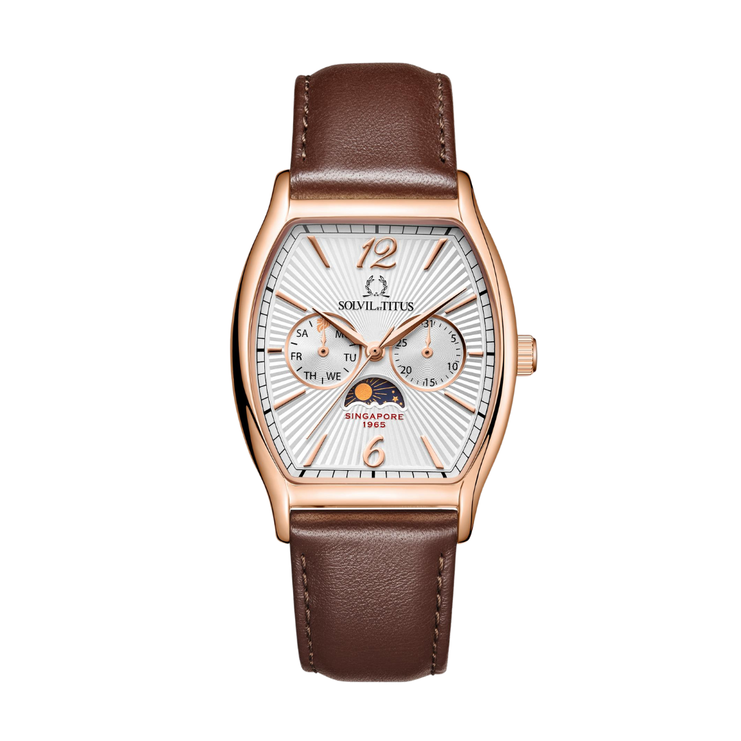 Singapore “Metropolitan” Limited Edition Barista Multi-Function Day/Night Quartz Leather Men Watch W06-03370-001