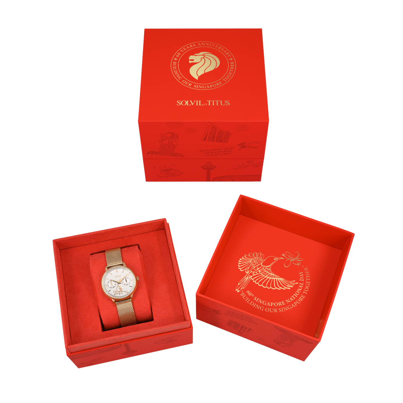 Fashionista “Crimson Sunbird” Singapore Limited Edition Multi-Function Women Watch W06-03397-001