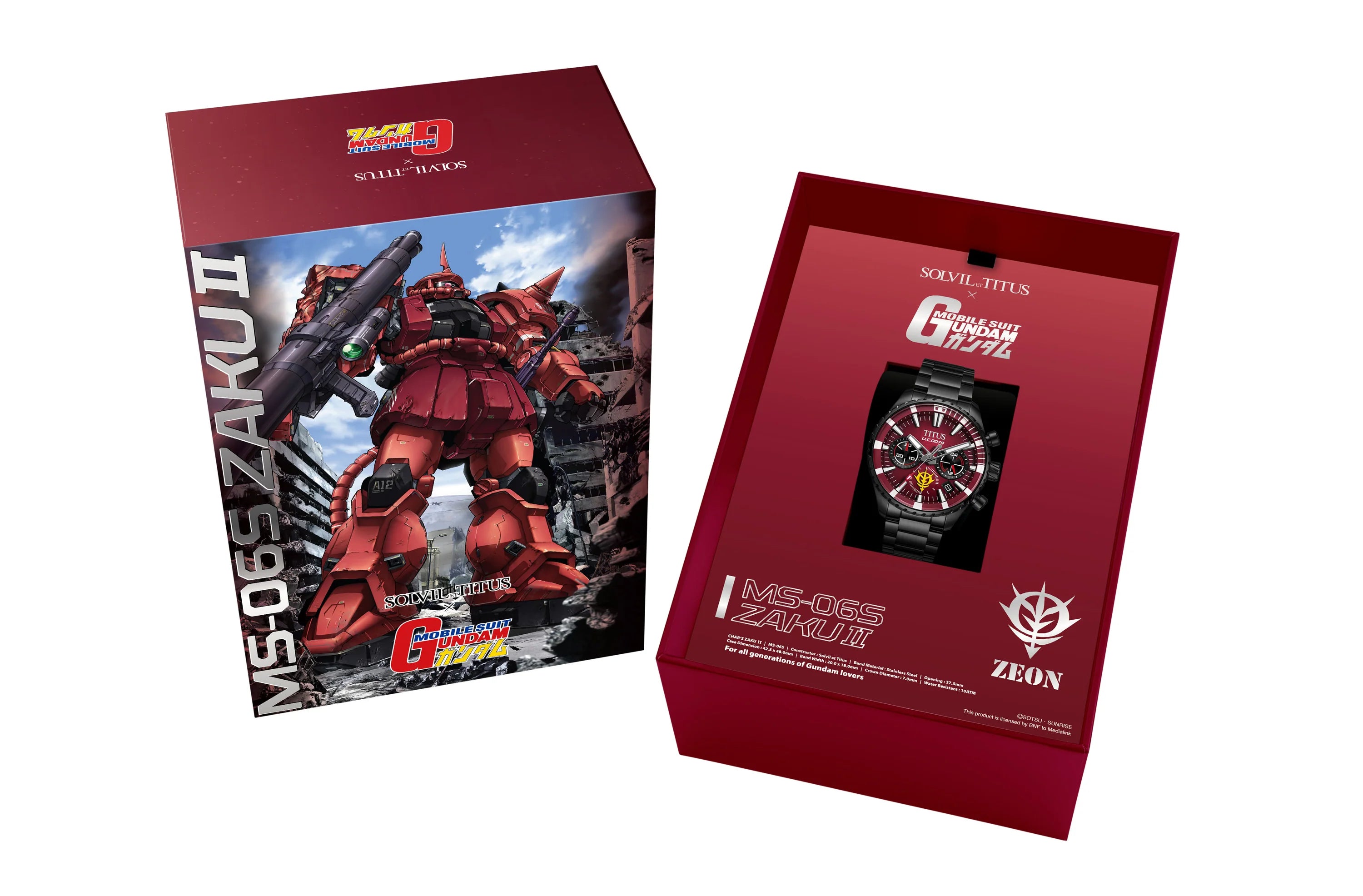 Solvil et Titus x Mobile Suit Gundam 'MS-06S Red Comet Zaku II' Limited Edition Saber Chronograph Men Watch W06-03408-001