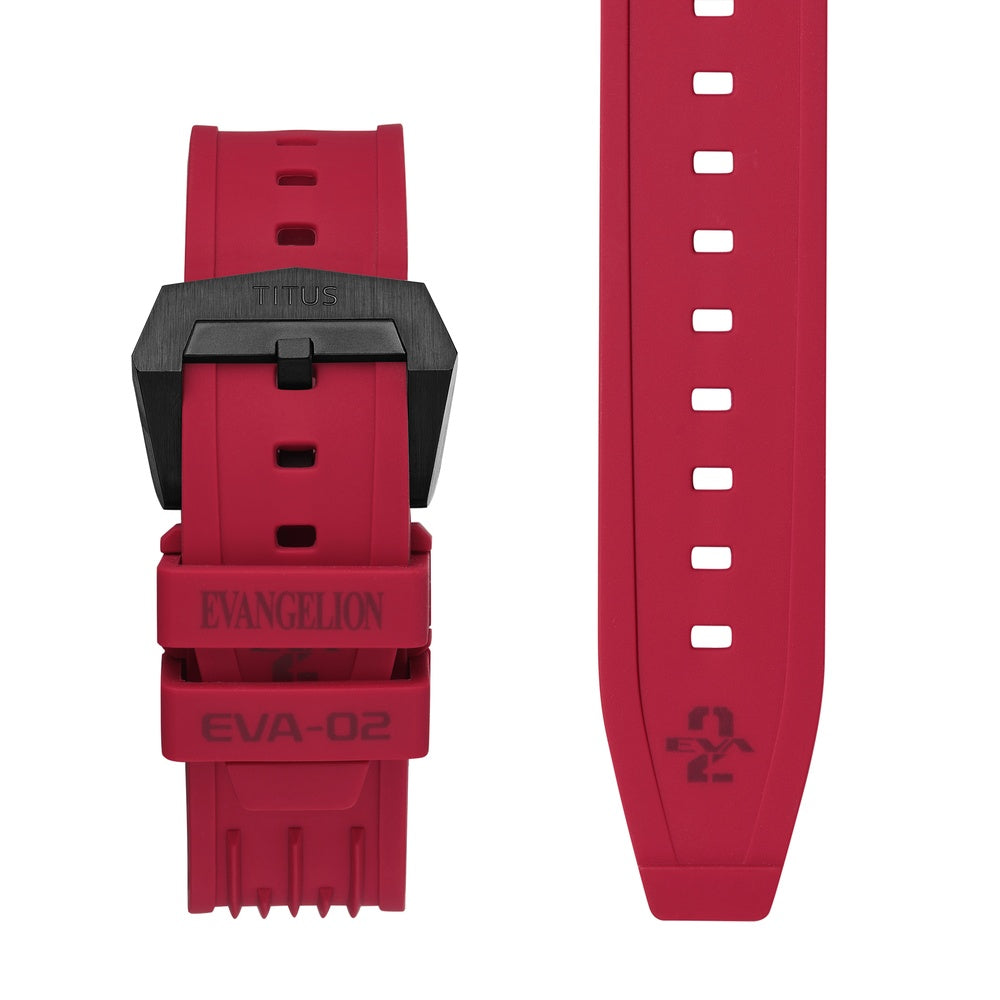 Red silicone strap of Solvil et Titus EVA-02 Quest Evangelion watch