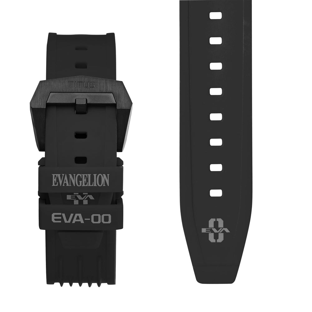 Black silicone strap of Solvil et Titus EVA-00 Quest Evangelion watch