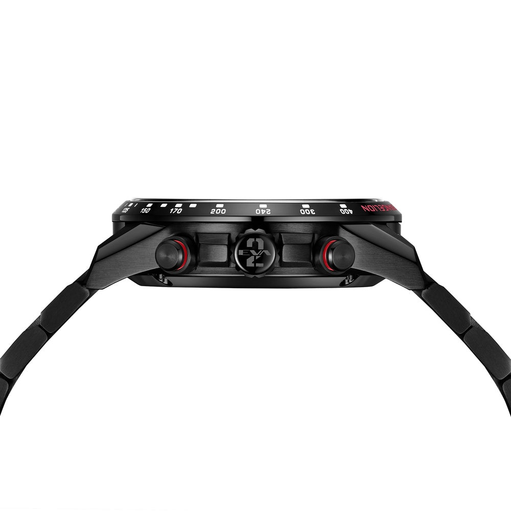 Crown profile of Solvil et Titus EVA-02 Saber black chronograph