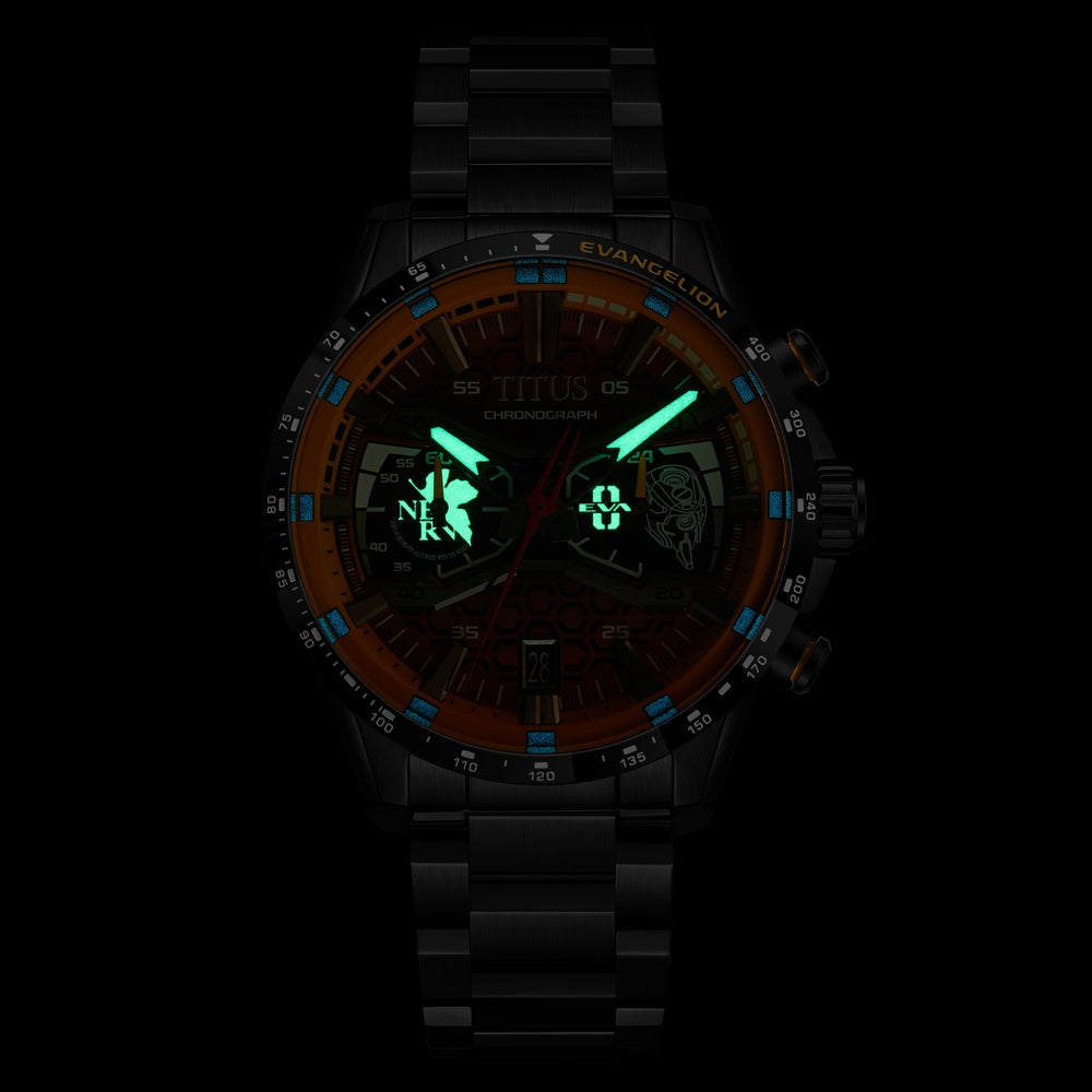 Luminous detail of Solvil et Titus EVA-00 Saber Evangelion chronograph