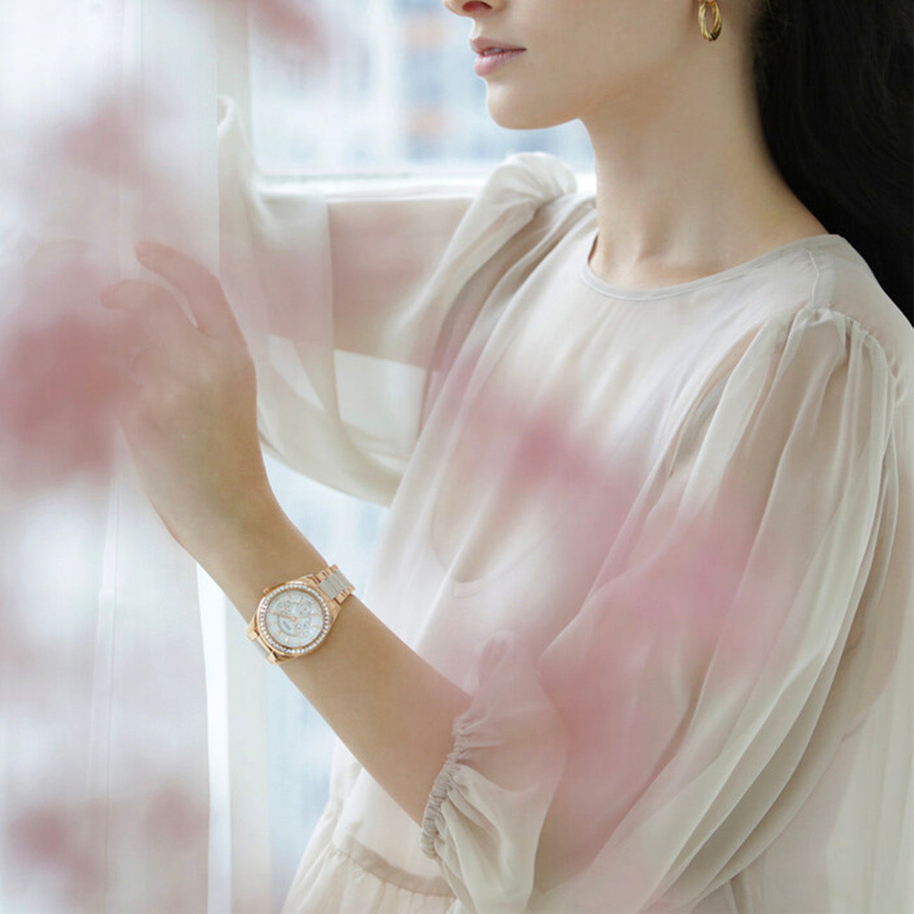 Perse Multi-Function Quartz Stainless Steel with Ceramic Women Watch W06-02108-011