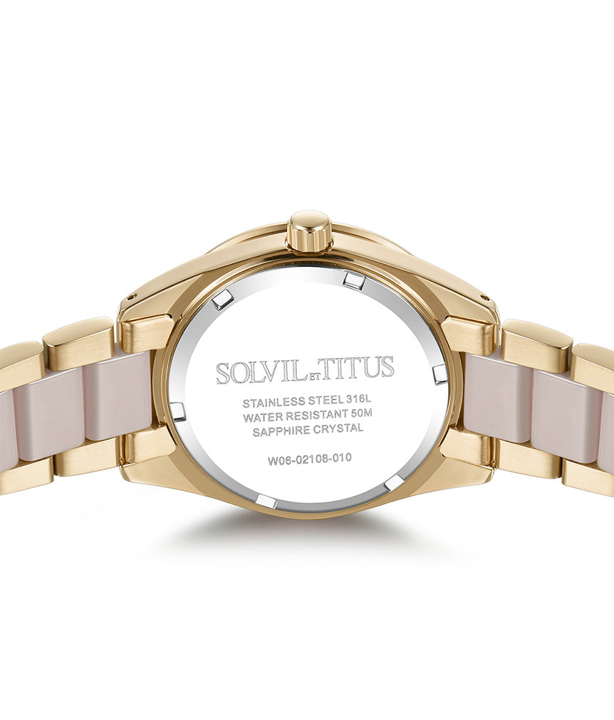 Perse Multi-Function Quartz Stainless Steel with Ceramic Women Watch W06-02108-010