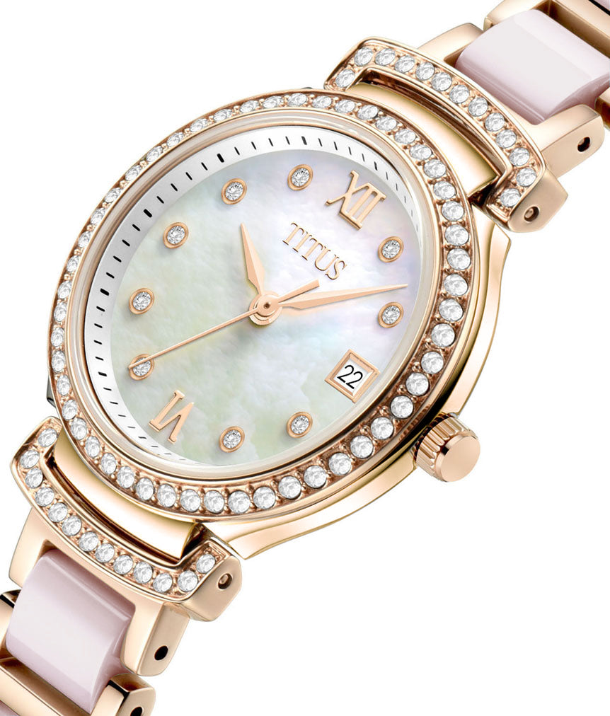 Fair Lady 3 Hands Date Quartz Stainless Steel with Ceramic Women Watch W06-03139-004