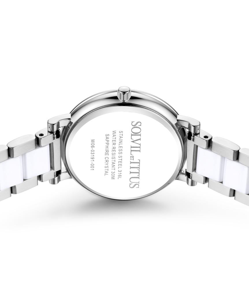 Chandelier 3 Hands Date Quartz Stainless Steel With Ceramic Women Watch W06-03191-001