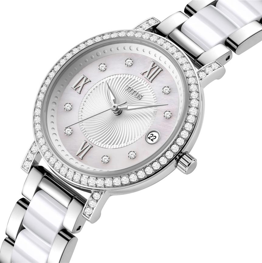 Chandelier 3 Hands Date Quartz Stainless Steel With Ceramic Women Watch W06-03191-001