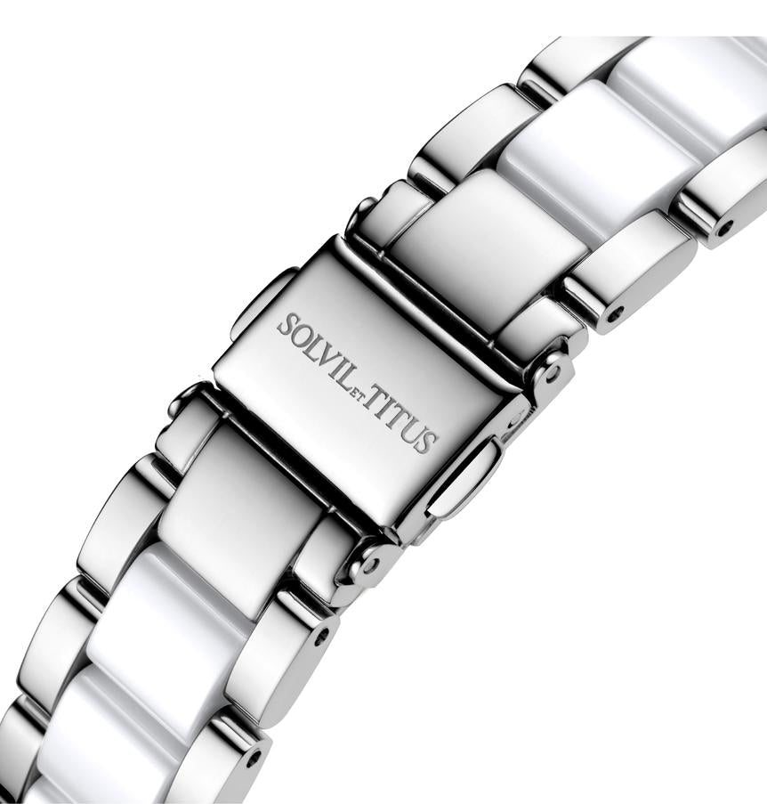 Chandelier 3 Hands Date Quartz Stainless Steel With Ceramic Women Watch W06-03191-001