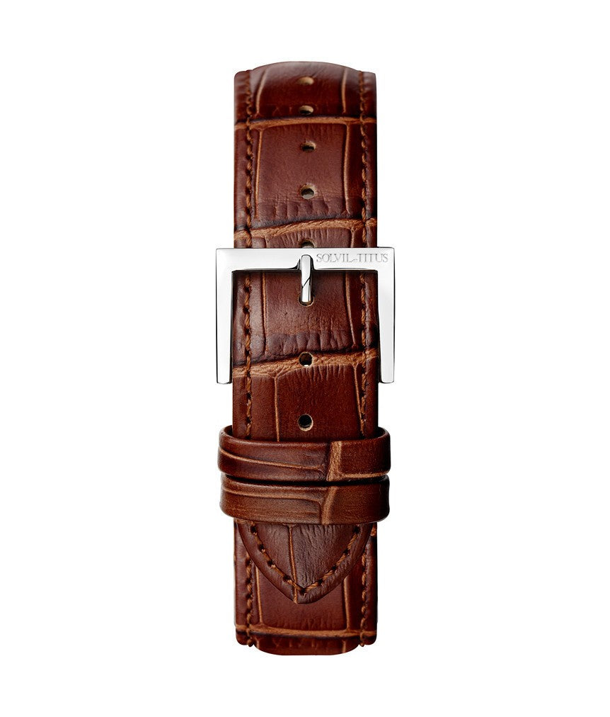 20mm Brown Croco Pattern Leather Watch Strap