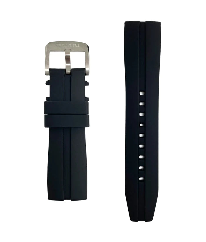 22mm Black Silicone Watch Strap