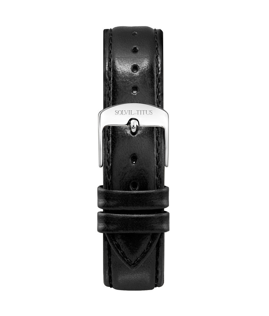 18mm Black Smooth Leather Watch Strap