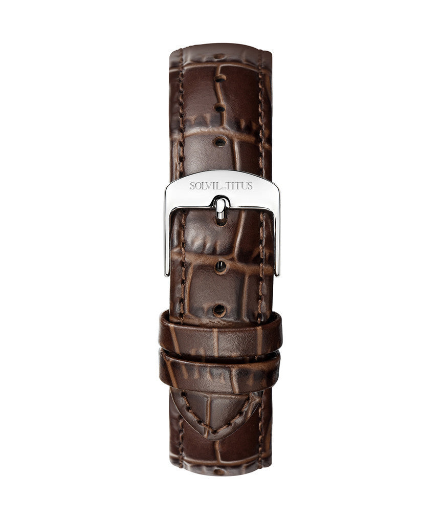 18mm Chestnut Croco Pattern Leather Watch Strap
