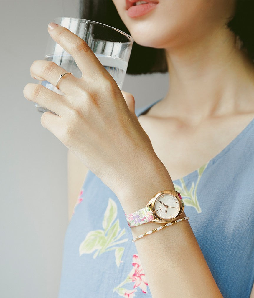 12mm Pink Floral Japanese Fabric Watch Strap