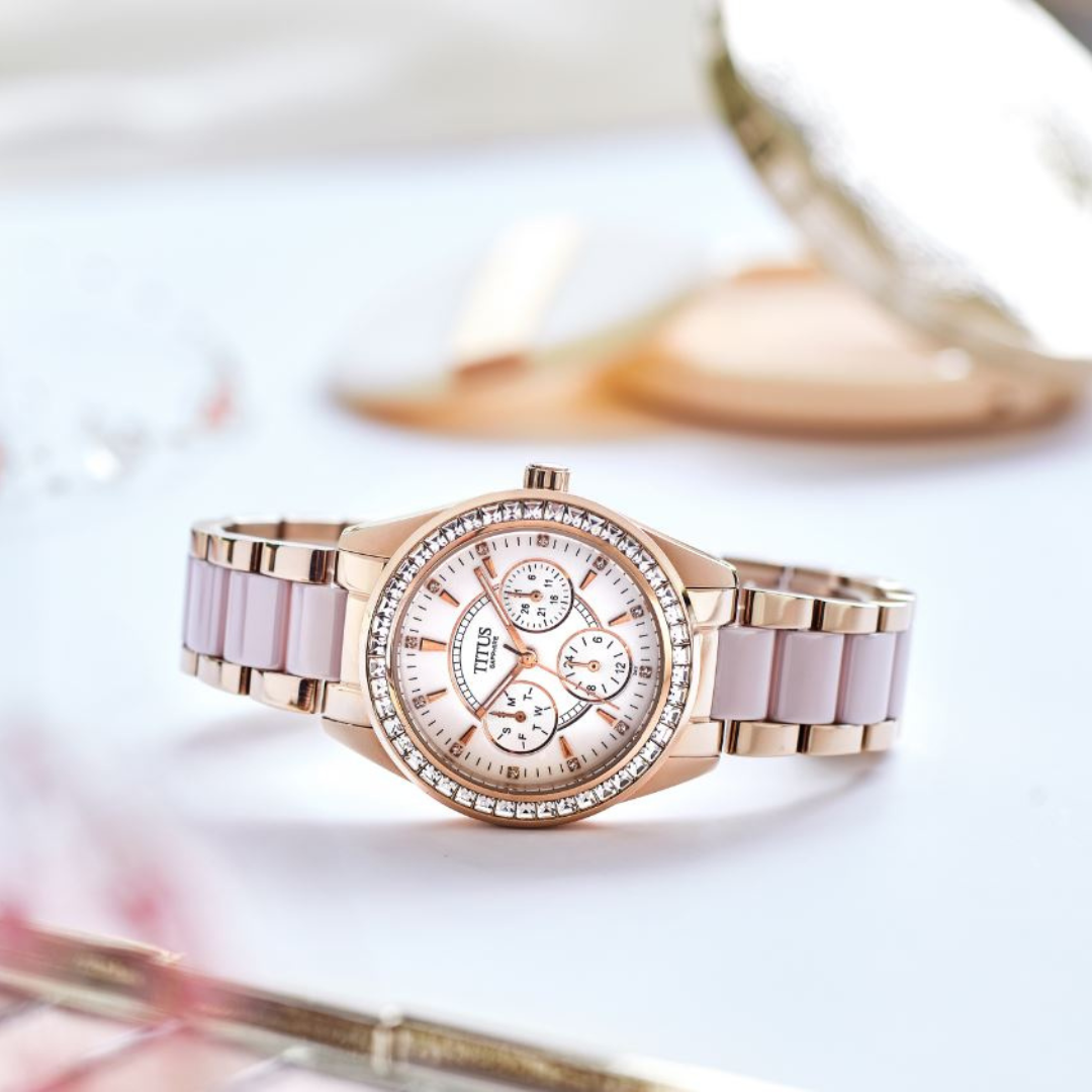 Perse Multi-Function Quartz Stainless Steel with Ceramic Women Watch W06-02108-010