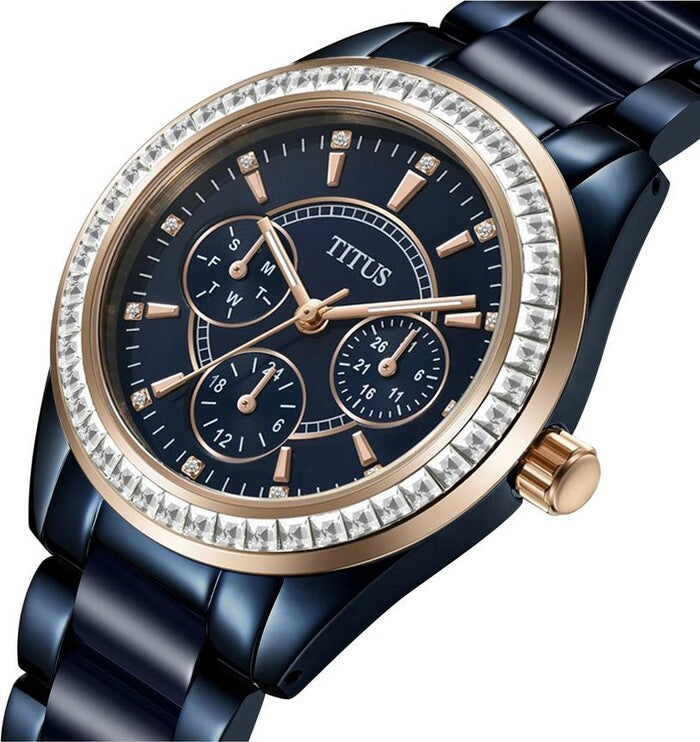 Perse Multi-Function Quartz Stainless Steel with Ceramic Women Watch W06-02108-012