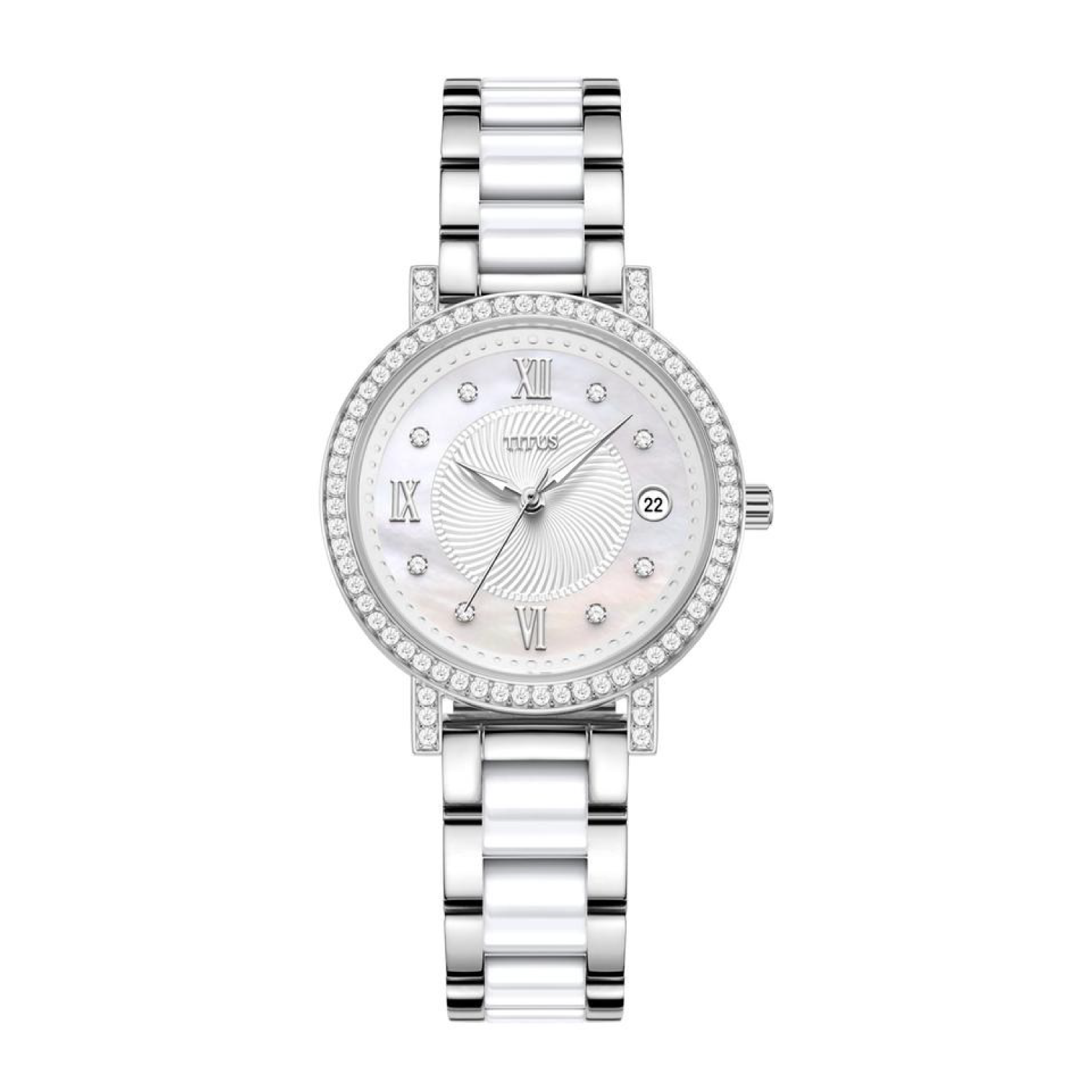 Chandelier 3 Hands Date Quartz Stainless Steel With Ceramic Women Watch W06-03191-001