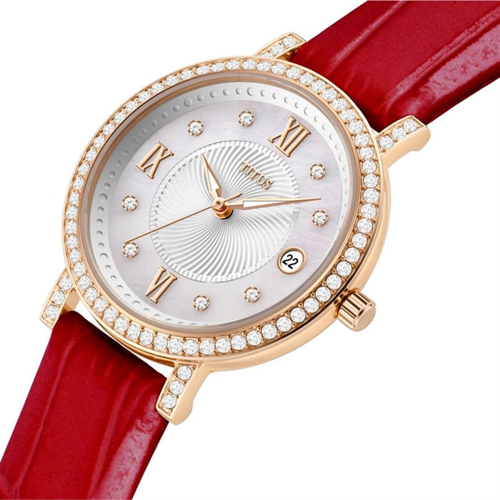 Chandelier 3 Hands Date Quartz Leather Women Watch W06-03191-004