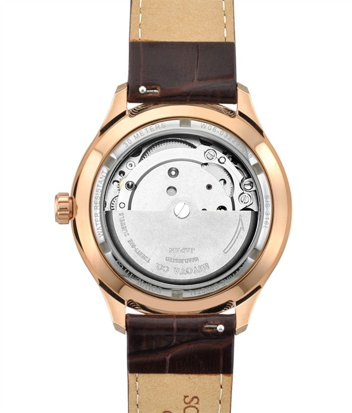Silverlight 3 Hands Date Mechanical Leather Men Watch W06-03229-009
