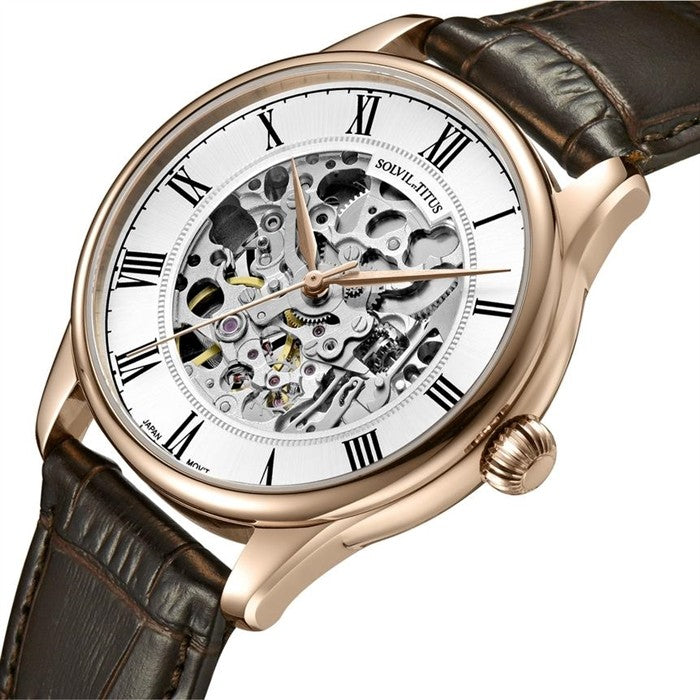 Classic 3 Hands Mechanical Leather Men Watch W06-03234-004