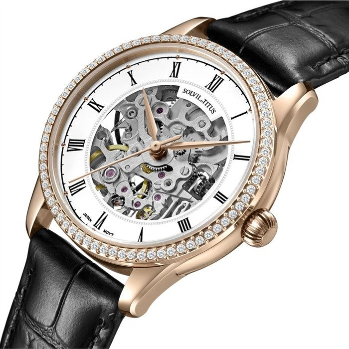 Enlight 3 Hands Mechanical Leather Women Watch W06-03235-003