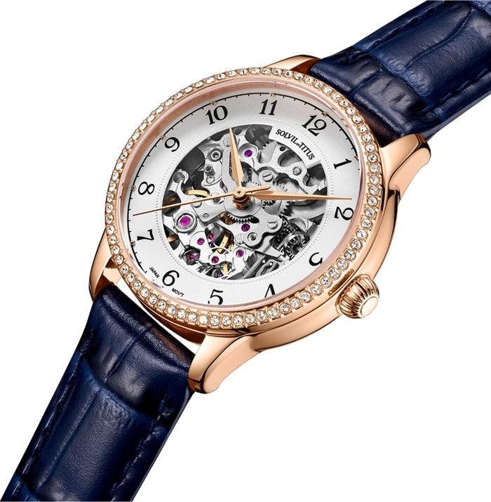 Enlight 3 Hands Mechanical Leather Women Watch W06-03235-007