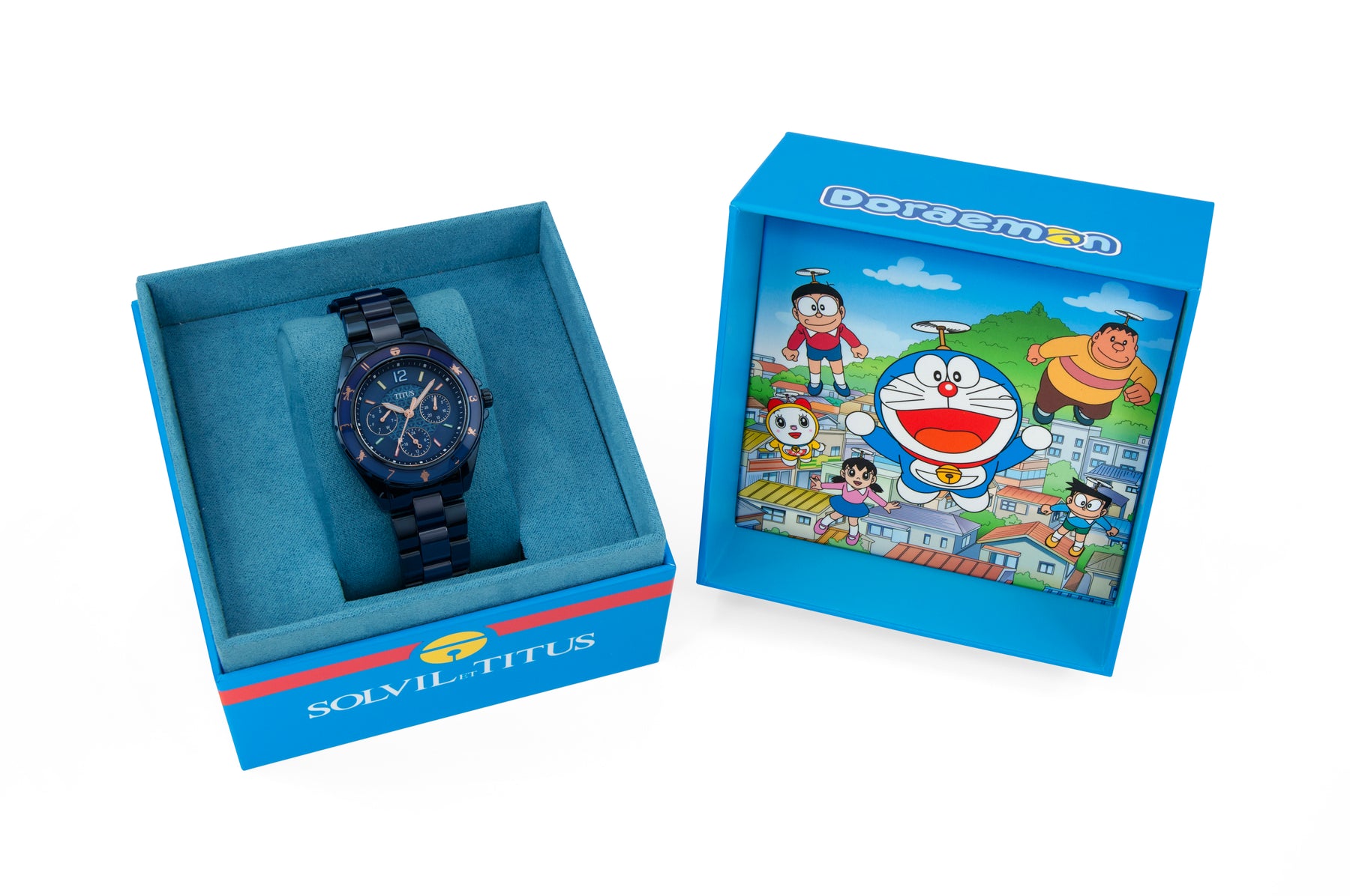 [Pre-Order] Solvil et Titus x Doraemon Limited Edition Multi-Function Quartz Stainless Steel with Ceramic Women Watch W06-03314-002