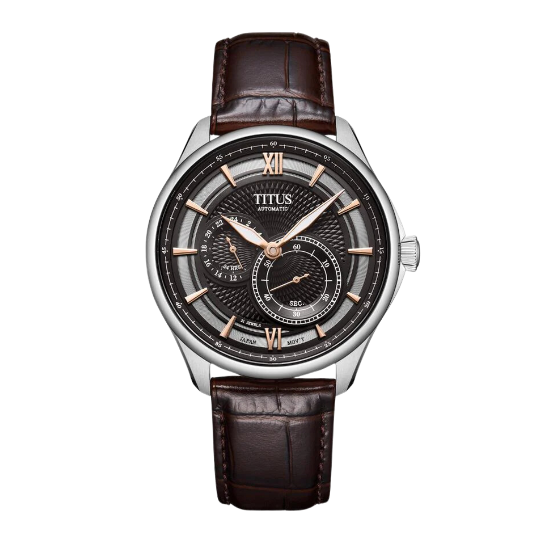 Classic 3 Hands Multi Function Automatic Leather Men Watch W06-03332-003