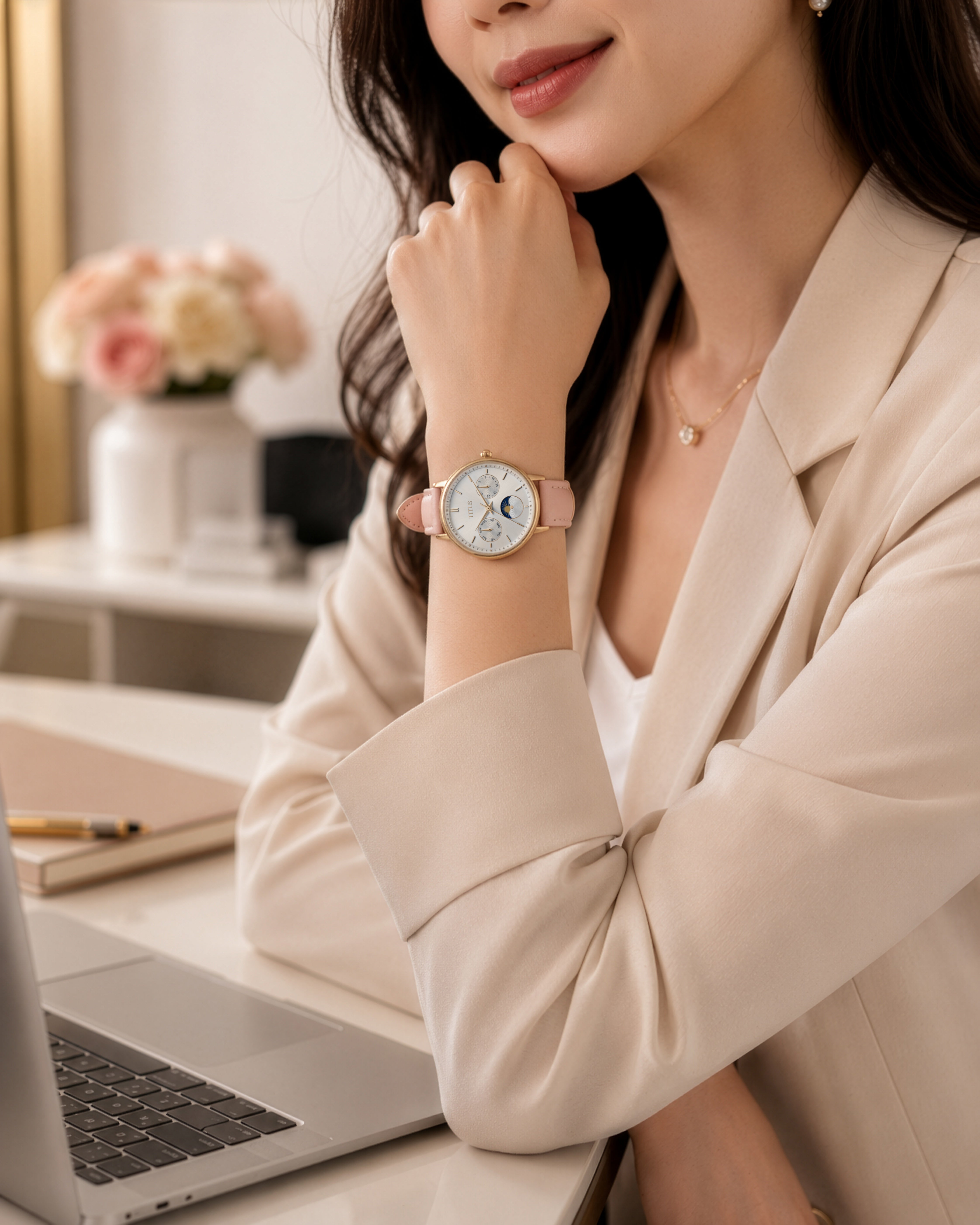 Fashionista Multi-Function Day & Night Quartz Leather Women Watch W06-03404-007