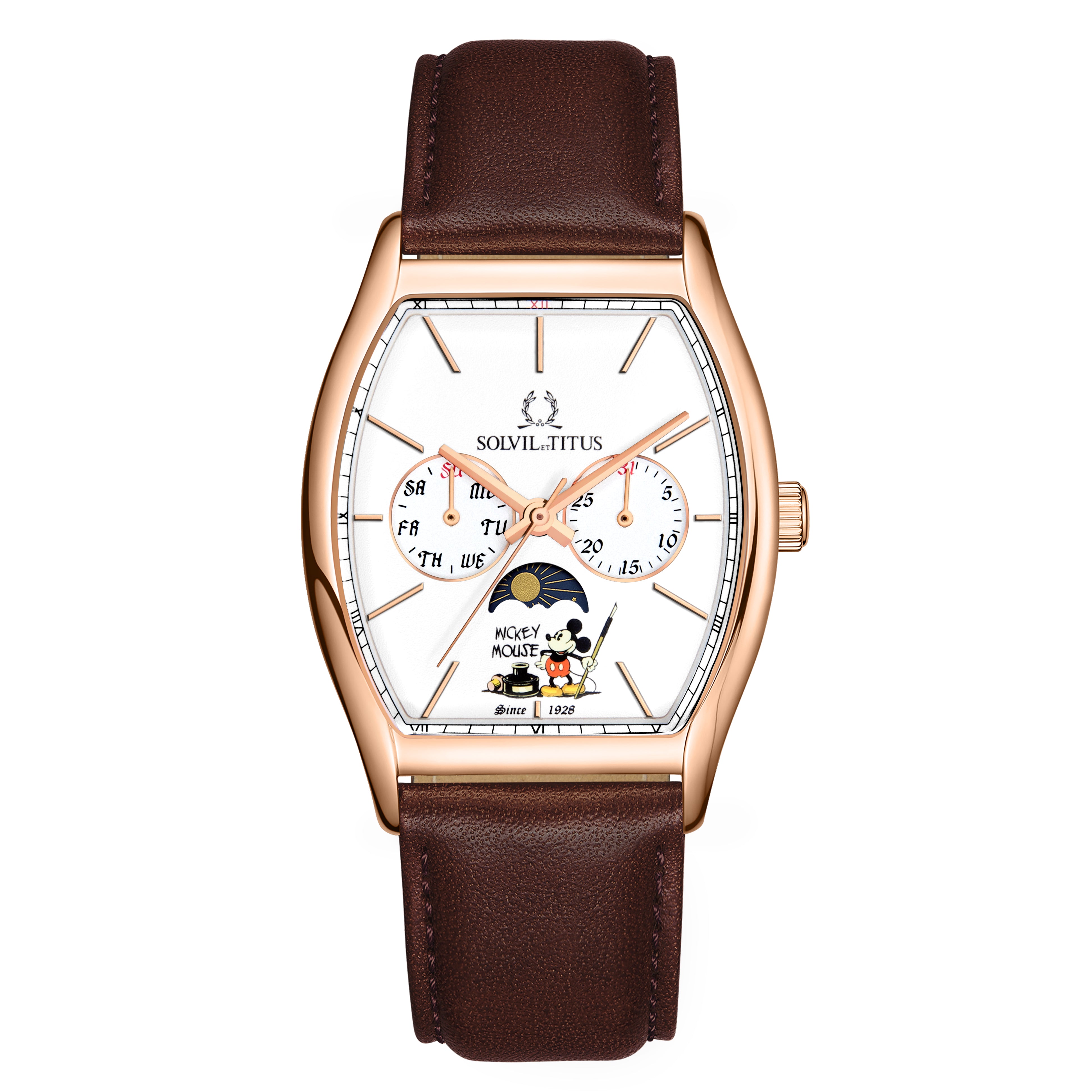 Solvil et Titus x "Mickey Mouse 95th Anniversary" Multi-Function with Day Night Indicator Quartz Leather Men Watch W06-03355-002