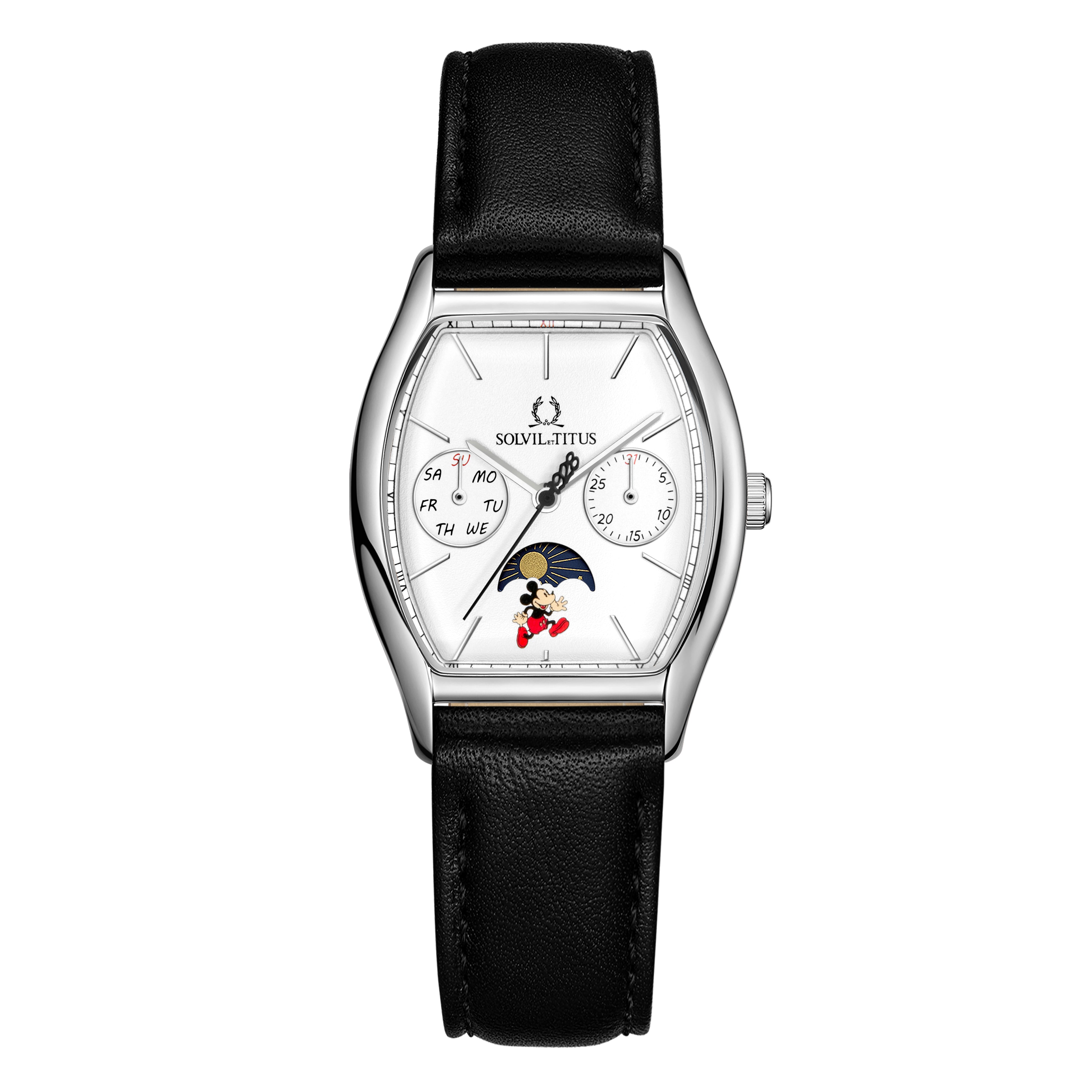 Solvil et Titus x "Mickey Mouse 95th Anniversary" Multi-Function with Day Night Indicator Quartz Leather Women Watch W06-03356-001